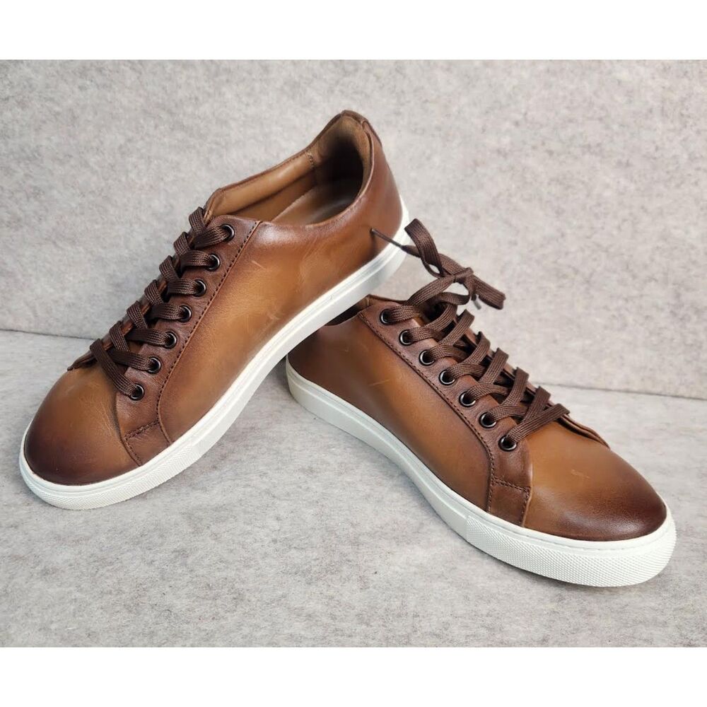 New Men's 9.5 THURSDAY BOOT COMPANY 'Premier' Brown Leather Low Top Sneakers